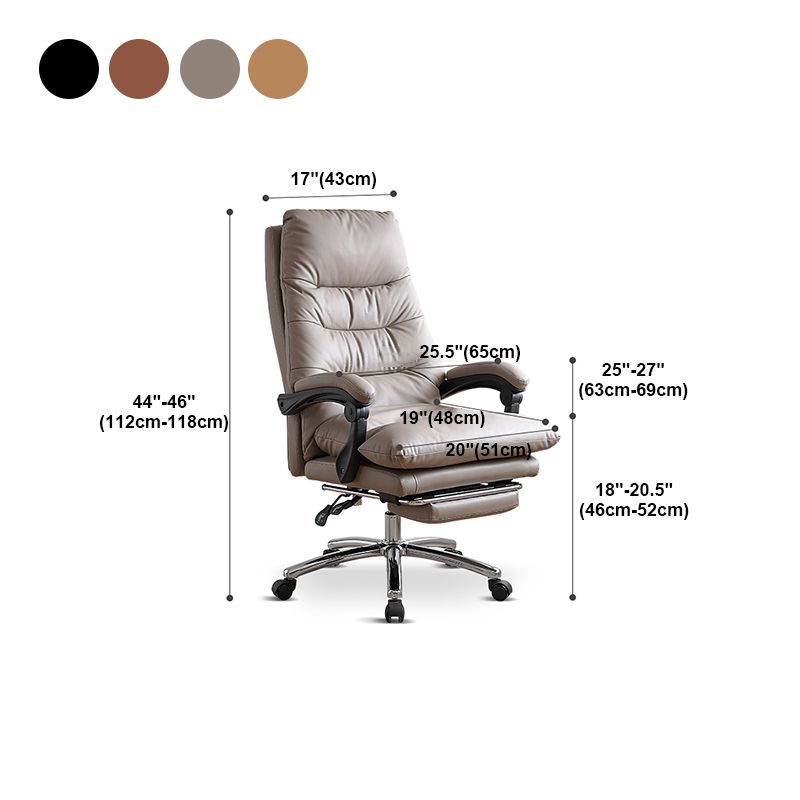 High Back Office Chair Leather Sponge Seat Fixed Armrest with Office Chair