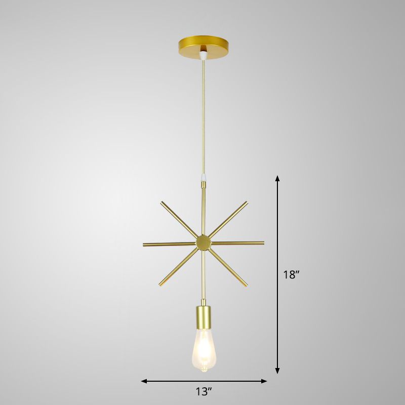 Gold Cage Frame Plafond Plafond Light Nordic Metal 1 Bulbe Dinomage Salle Suspension Lumière