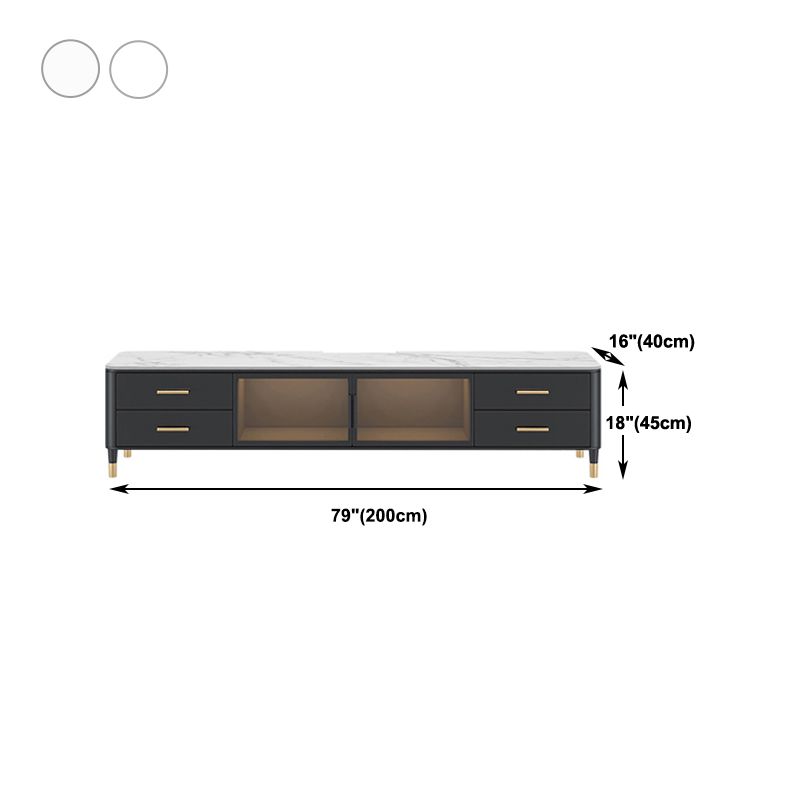 17.75"W TV Stand Glam Style Enclosed Storage TV Console with 4 Drawers