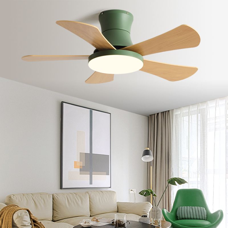 Modern Style Ceiling Fan Lighting Metal 1 Light Ceiling Fan Light with Wood for Bedroom