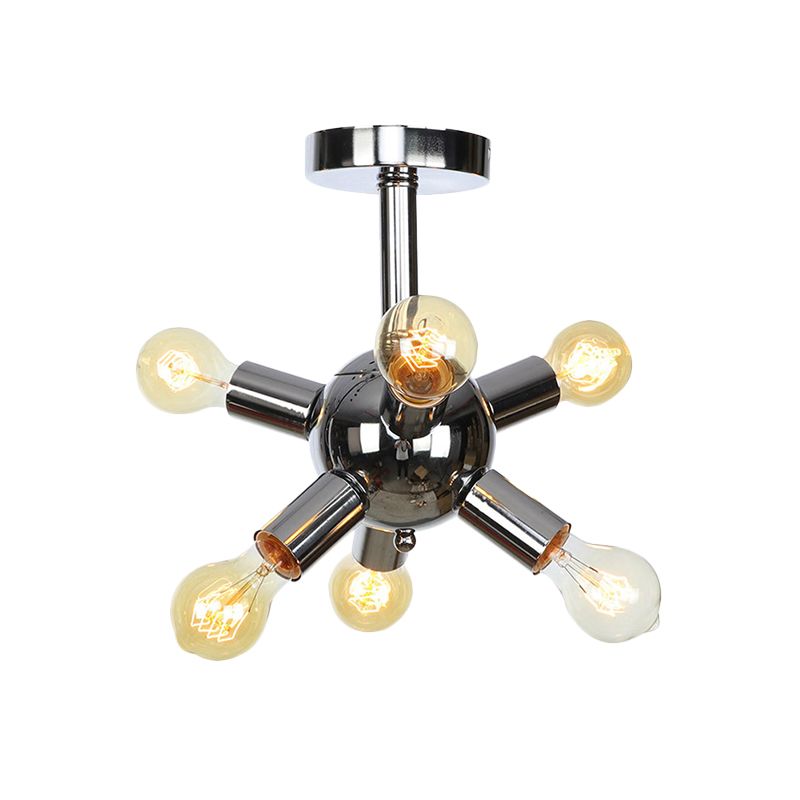 Chrome/Gold Sputnik Semi Flush Mount Vintage Iron 6/9/12 Lights Restaurant Flush Ceiling Lamp Fixture