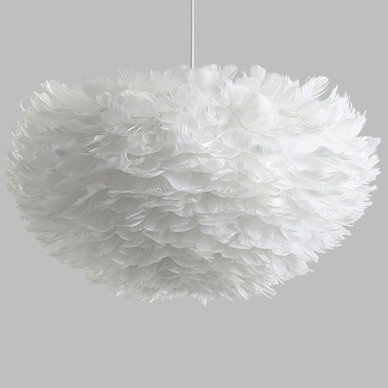 Globe Chandelier Light Fixtures Modern Multi-Head White Chandelier Pendant Lamp with Feather Shade