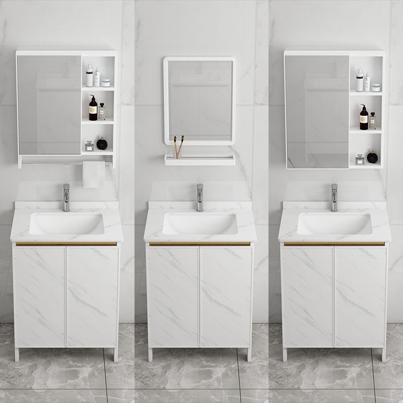 Free Standing Vanity Set White Drawer Ceramic Sink Faucet Vanity Set with Mirror