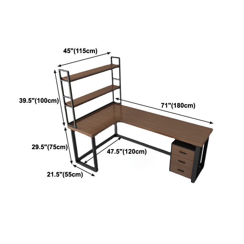 Modern L-Shape Home Bedroom Desk Office Solid Wood Writing Desk