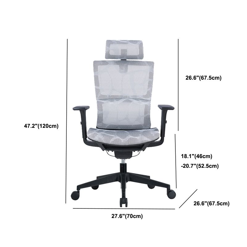 Modern Tilt Mechanism Swivel Chair Ergonomic Gray Mesh Desk Chair