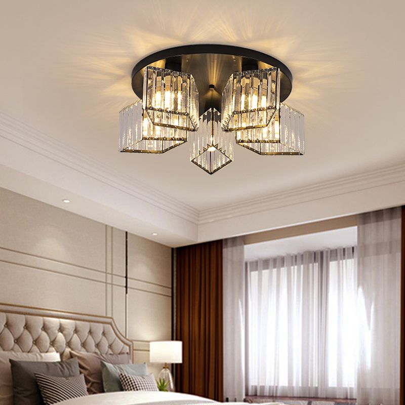 Modern Starburst Ceiling Light Crystal Multiple-Light Flush Ceiling Lights