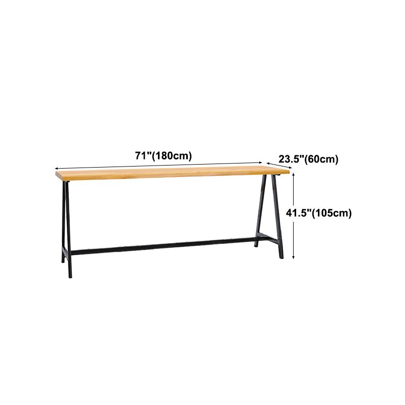 Pine Wood Bar Dining Table Rectangle Industrial Bar Table with Black Trestle Base