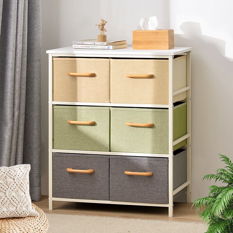 Contemporary Storage Chest Fabric Bins Chest with Drawers for Home/Office