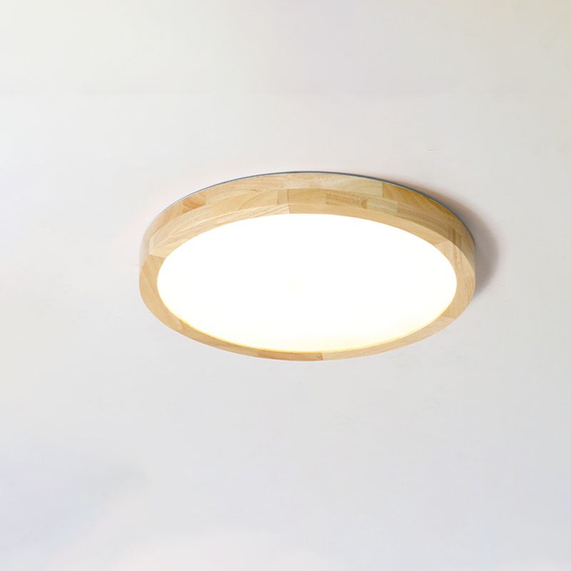 Modern Simplicity LED Flush Mount Circular Wooden Ceiling Light in Brown