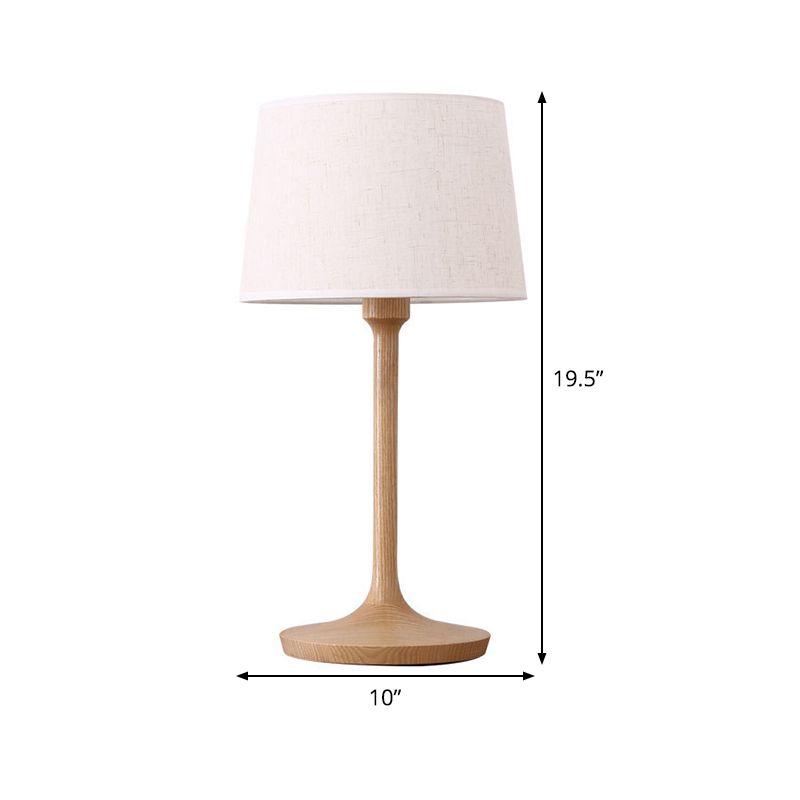 Tapered Drum Nightstand Lamp Contemporary Fabric 1 Bulb Reading Book Light in White