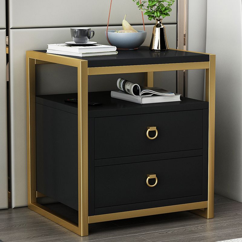 18 Inch H Nightstand Imitation Wood Drawer Storage Modern Night Table