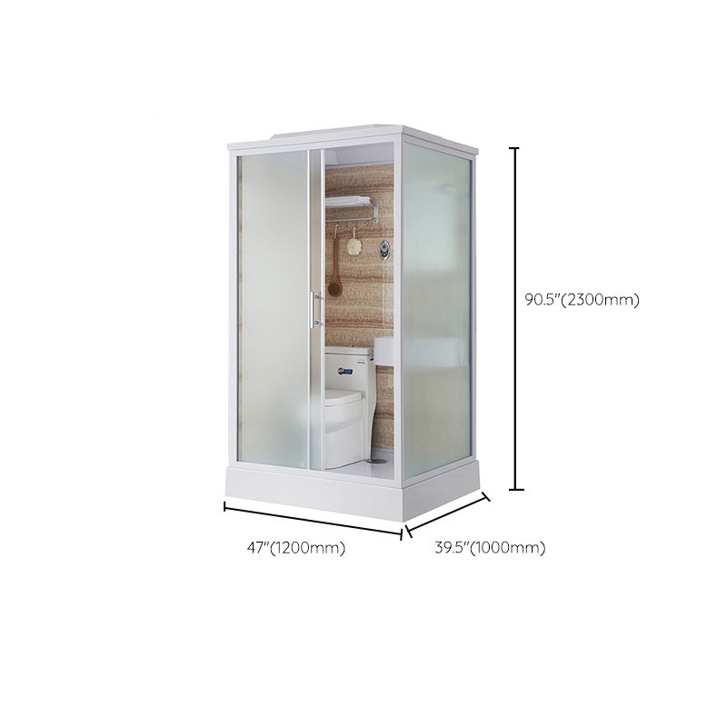 Contemporary Shower Stall Clear Framed Single Sliding Shower Stall with Ceiling