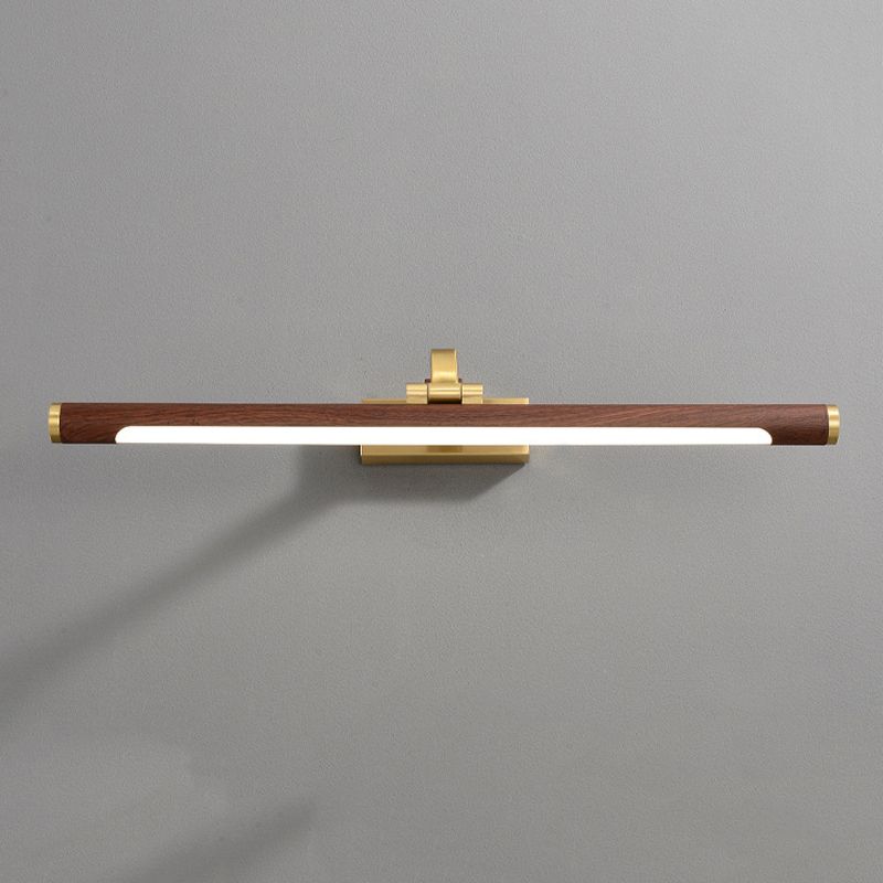 Linear Shade Metal Wall Sconce Modern Style 1 Light Mirror Wall Mounted Light in Brown