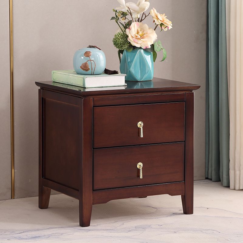 Modern Nightstand Solid Wood Night Table with 2 Drawers for Living Room