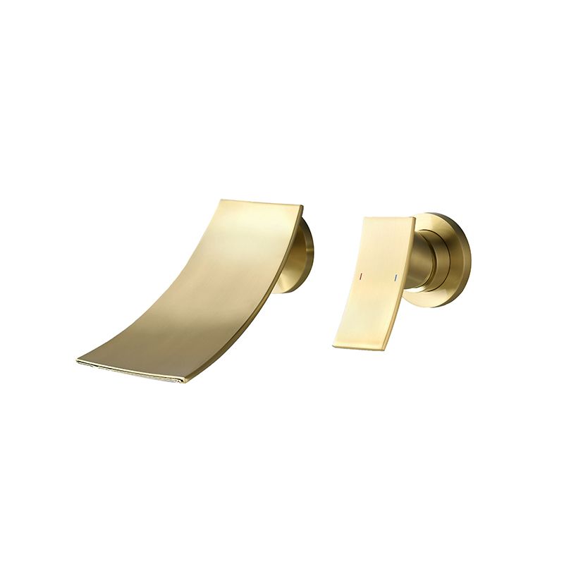 Luxury Wall Mounted Bathroom Faucet Lever Handles Low Arc Solid Brass Faucet