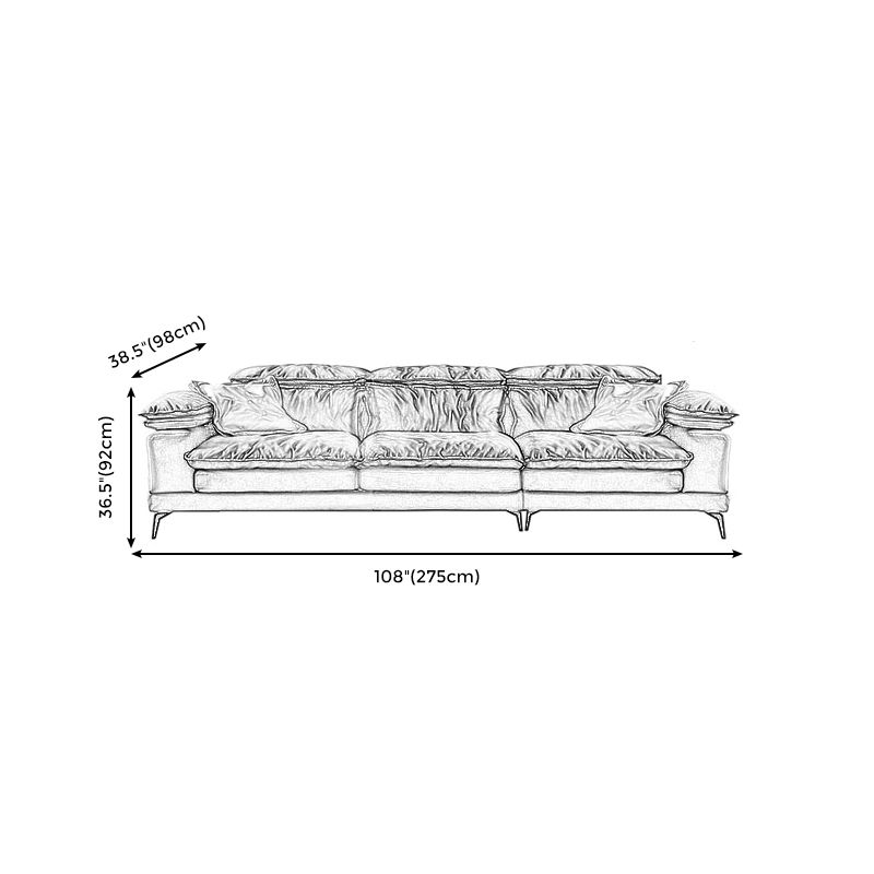 Brown Down Fill Cushions Sofa and Chaise Pillow Top Arm Settee Furniture