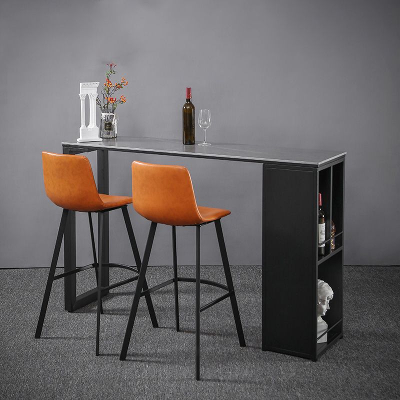 Gray White and Black Modern Style Bar Table in Marble and Metal Milk Tea Shop Bar Table