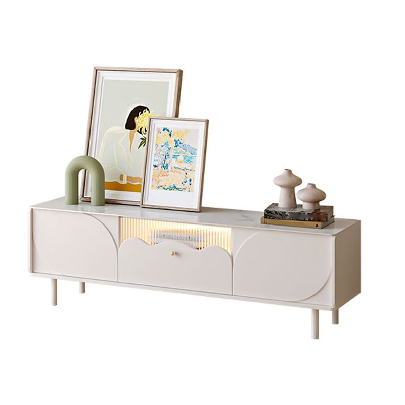 Contemporary Media Console Stone TV Media Console with Doors