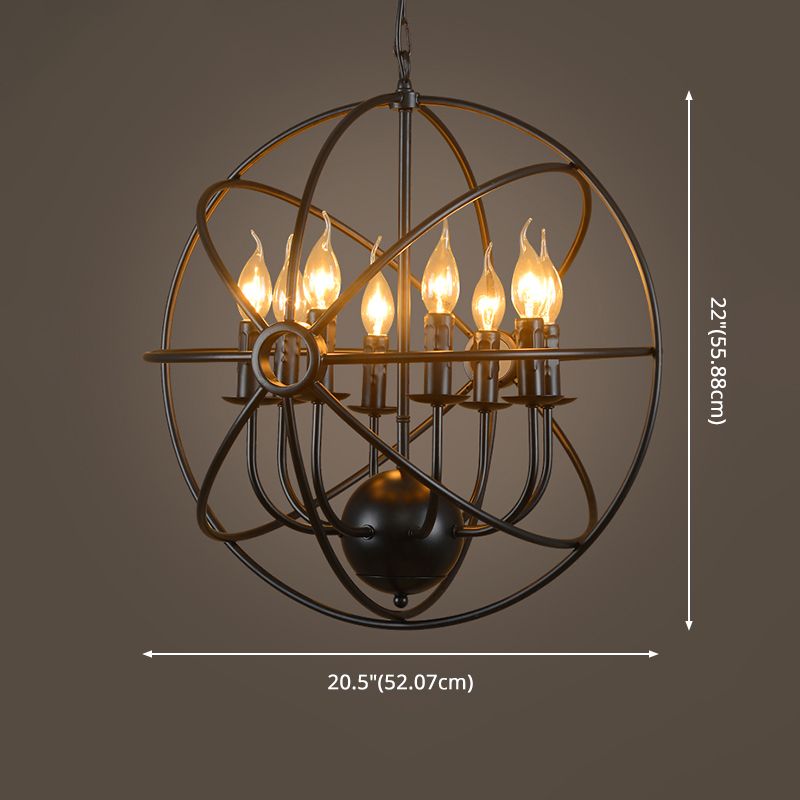 Black Global Chandelier Light Fixture Industrial Metal Restaurant Chandelier Lighting Fixture