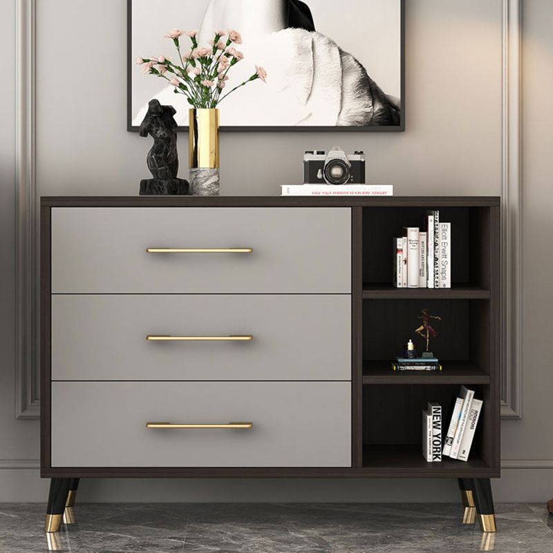 Classic Glam Wood Dresser Gray Soft-Close Drawers Storage Chest