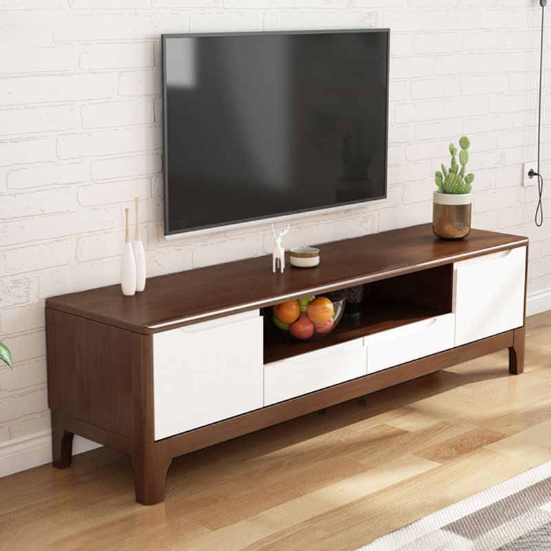 Solid Wood TV Console Traditional Home TV Cabinet with Splayed Wooden Legs