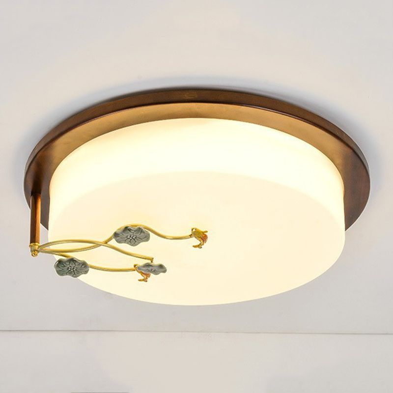 1-Light Flush Mount Ceiling Light Modern Wood Flush Mount Lighting