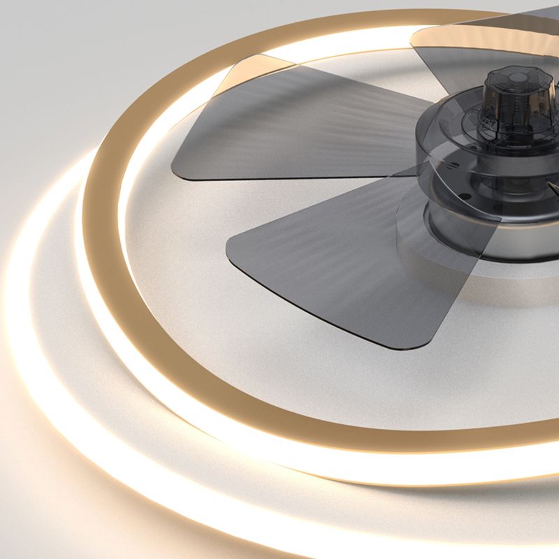 Luz de ventilador geométrico blanco y dorado estilo nórdico LED metal semi flanphushing luz de techo