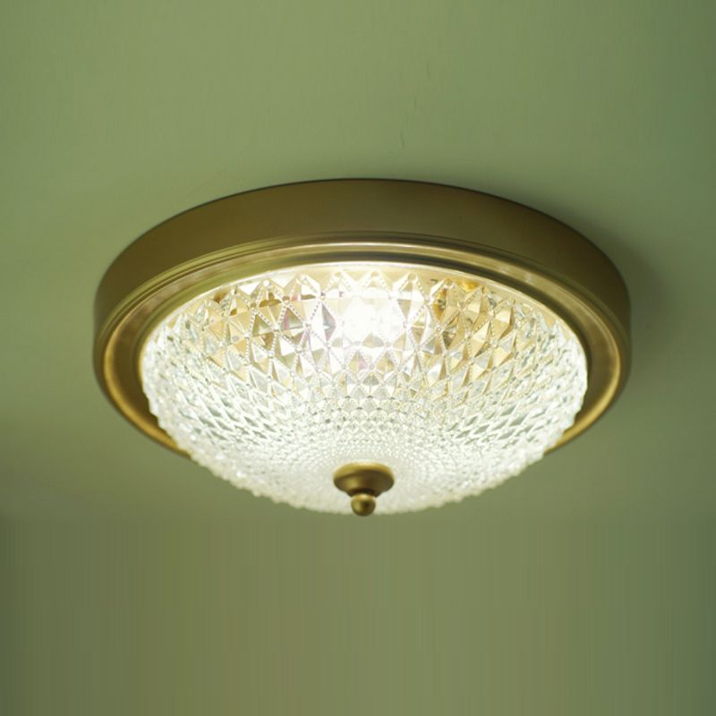 American Style Ceiling Light Circle Shape Ceiling Lamp with Glass Shade for Bedroom