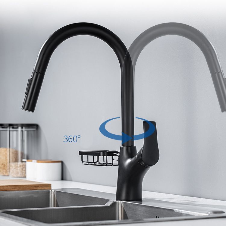 Modern Bar Faucet Brass Pulldown Sprayer Swivel Spout Kitchen Sink Faucet