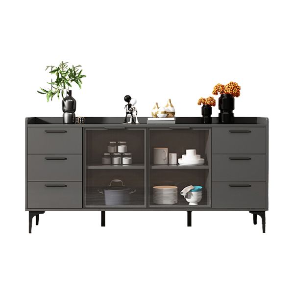 Modern Style Glass Doors Buffet Sideboard Engineered Wood Credenza