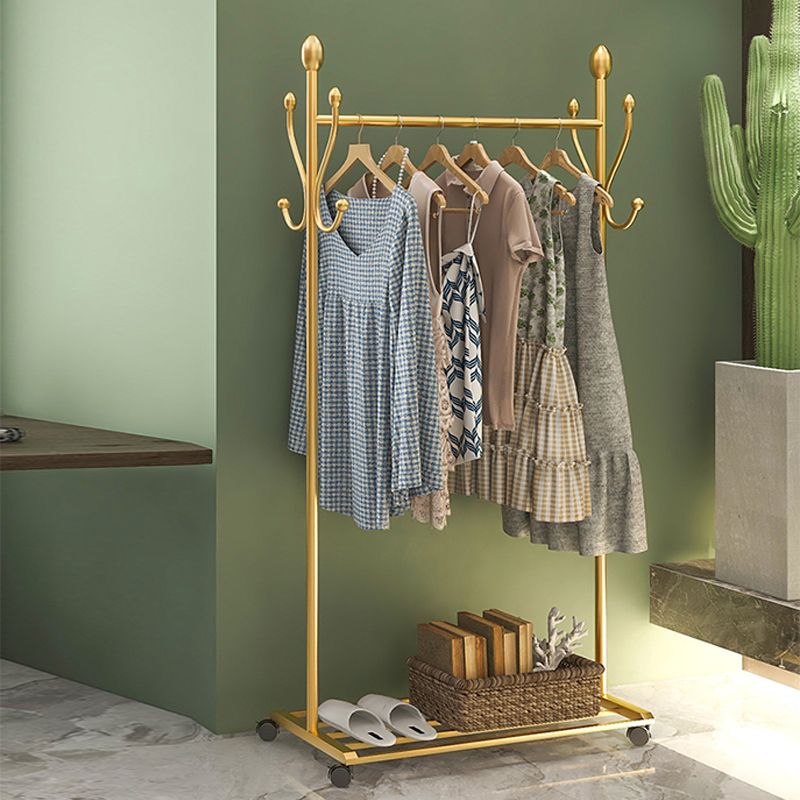 Modern Hall Stand with Hooks and Castors Storage Shelf Coat Hanger