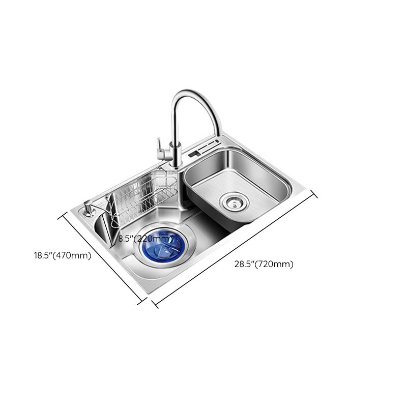 Contemporary Style Kitchen Sink Pure Color Stainless Steel 2 Holes Drop-In Kitchen Sink