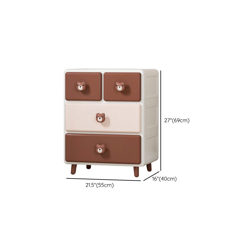 Northern European Vertical Kids Nightstand Pink/Brown Plastic Nursery Dresser for Room