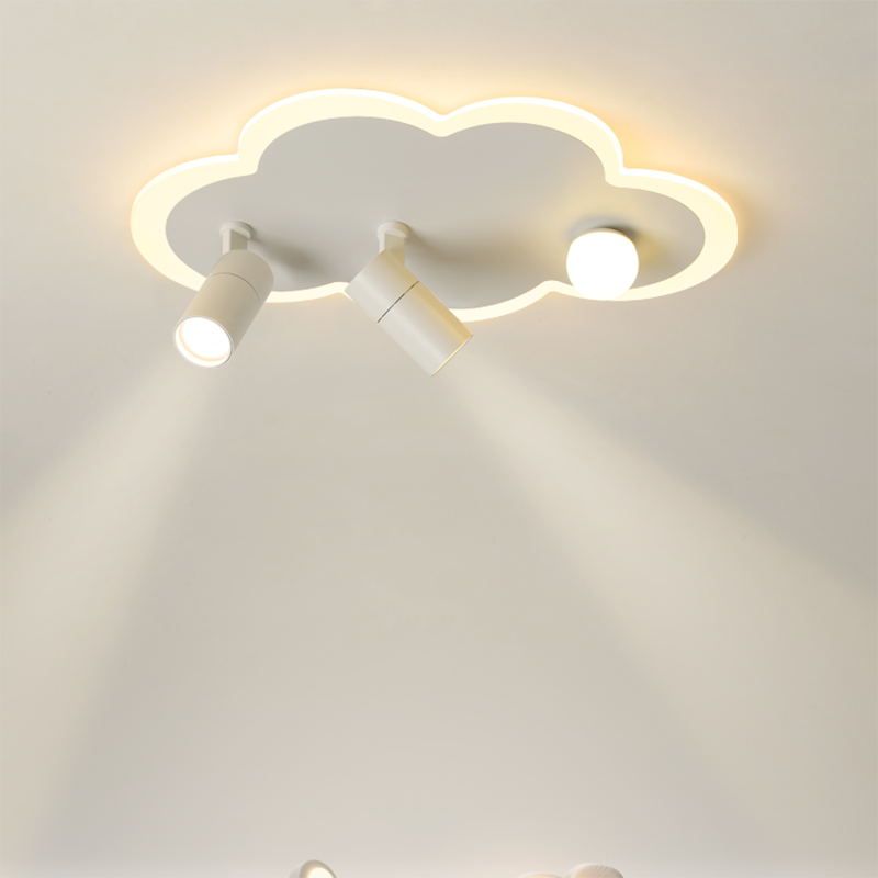 Montaggio semifulto a LED di nuvole bianche in moderno appuntamento a soffitto interno in metallo creativo con ombra acrilica