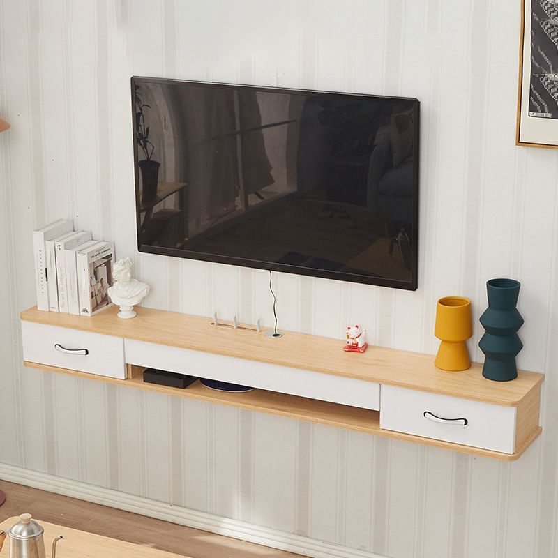 Contemporary Style Wood TV Stand Floating Cable Management TV Console