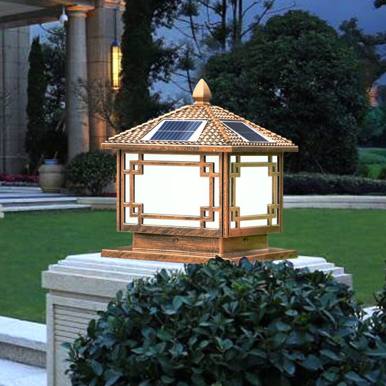 Household Pillar Lamp Creative Solar Lamp with Acrylic Shade for Backyard