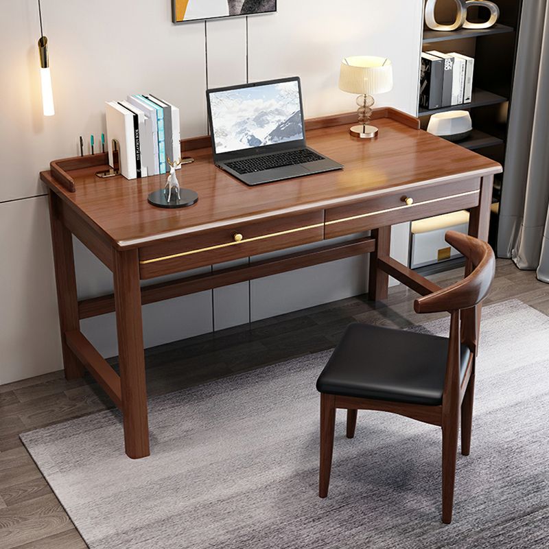 Contemporary Style Wood Office Desk Rectangular Shape Task Desk with 1/2 Drawers for Home