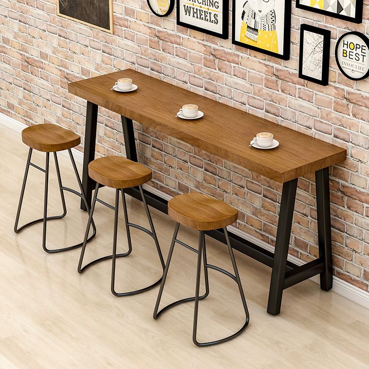 Industrial Dining Table Wooden Bar Counter Table for Kitchen