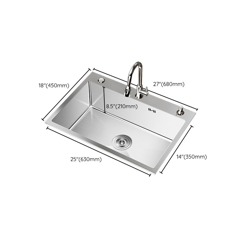 Stainless Steel Drop-In Kitchen Sink Single Bowl Sink with 3 Holes