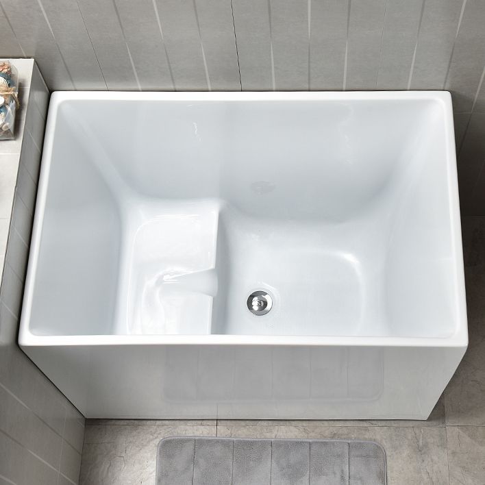 Back to Wall Bathtub Antique Finish Rectangular Soaking Bathtub