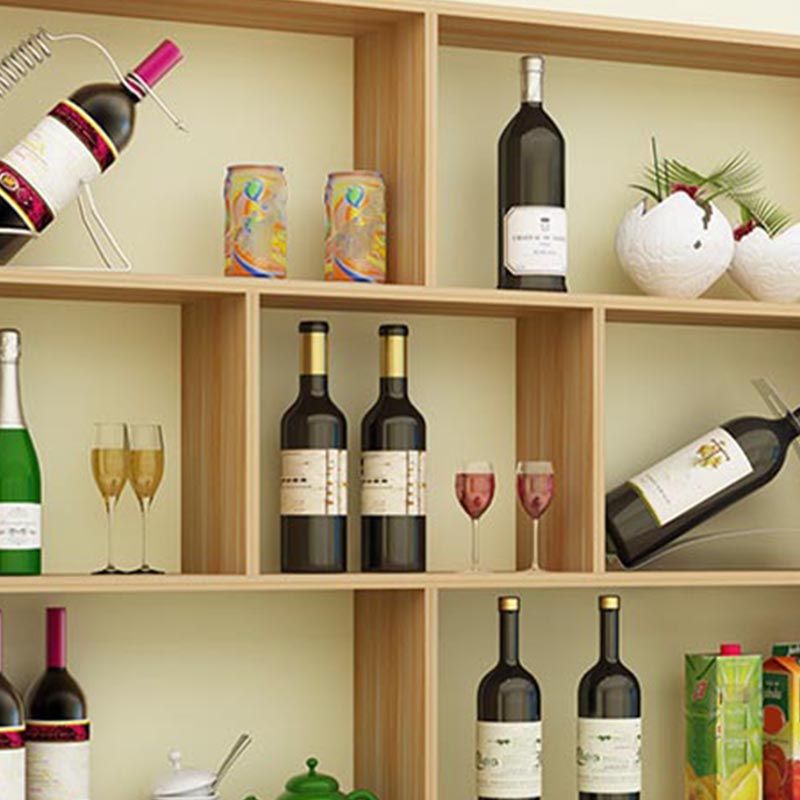 Wood Wall Mounted Wine Rack Modern Wine Rack with Shelf for Kitchen