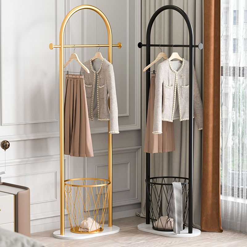 Modern Metal Coat Rack Hanging Rail and 2 Hooks Entry Hall Tree