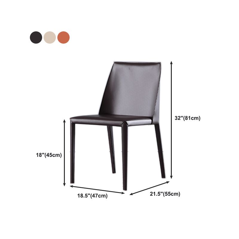 Minimalist Armless Solid Back Chair for Home Use Leather Dining Side Chair