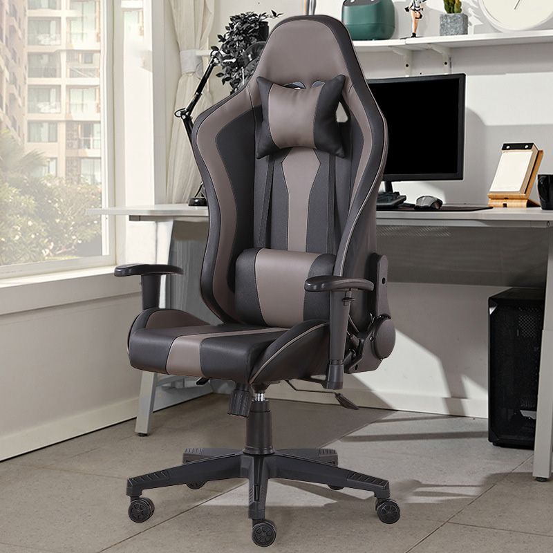 Modern Office Chair Adjustable Seat Height Faux Leather Swivel Desk Chair with Wheels