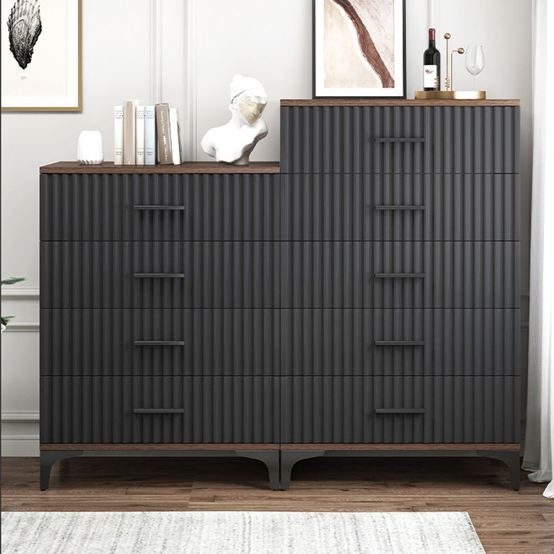 Contemporary Balck Rectangle Accent Chest with Straight Metal Legs