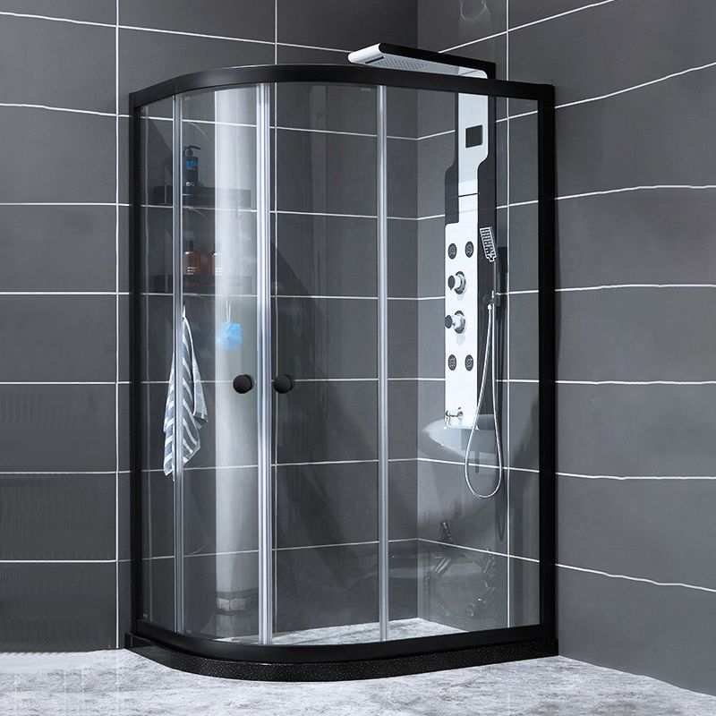 75" H Transparent Tempered Shower Door Framed Double Sliding Shower Bath Door