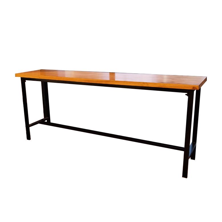 Indoor Natural Bistro Bar Table Rectangle Industrial Wood and Metal Bar Table