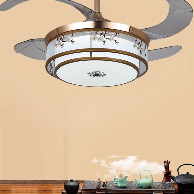 Modern Simple Ceiling Fan Lamp Cylinder Shape Ceiling Fan Light for Living Room