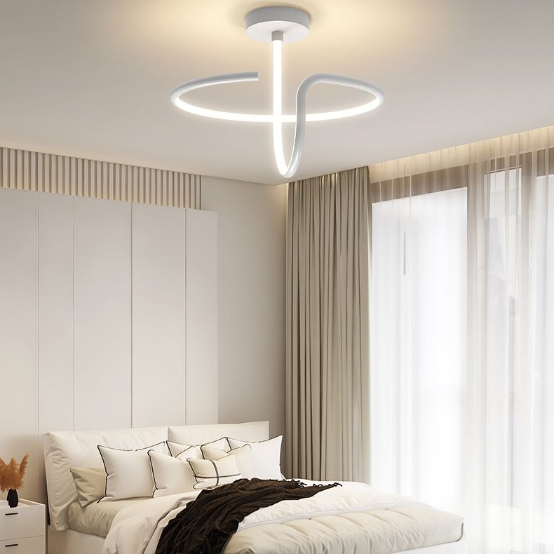 Simple Twisted Semi Flush Mount Light Acrylic LED Bedroom Semi Flush Ceiling Light