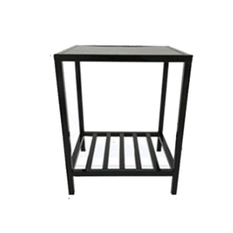 Metal Night Table Lower Shelf Accent Table Nightstand with Legs